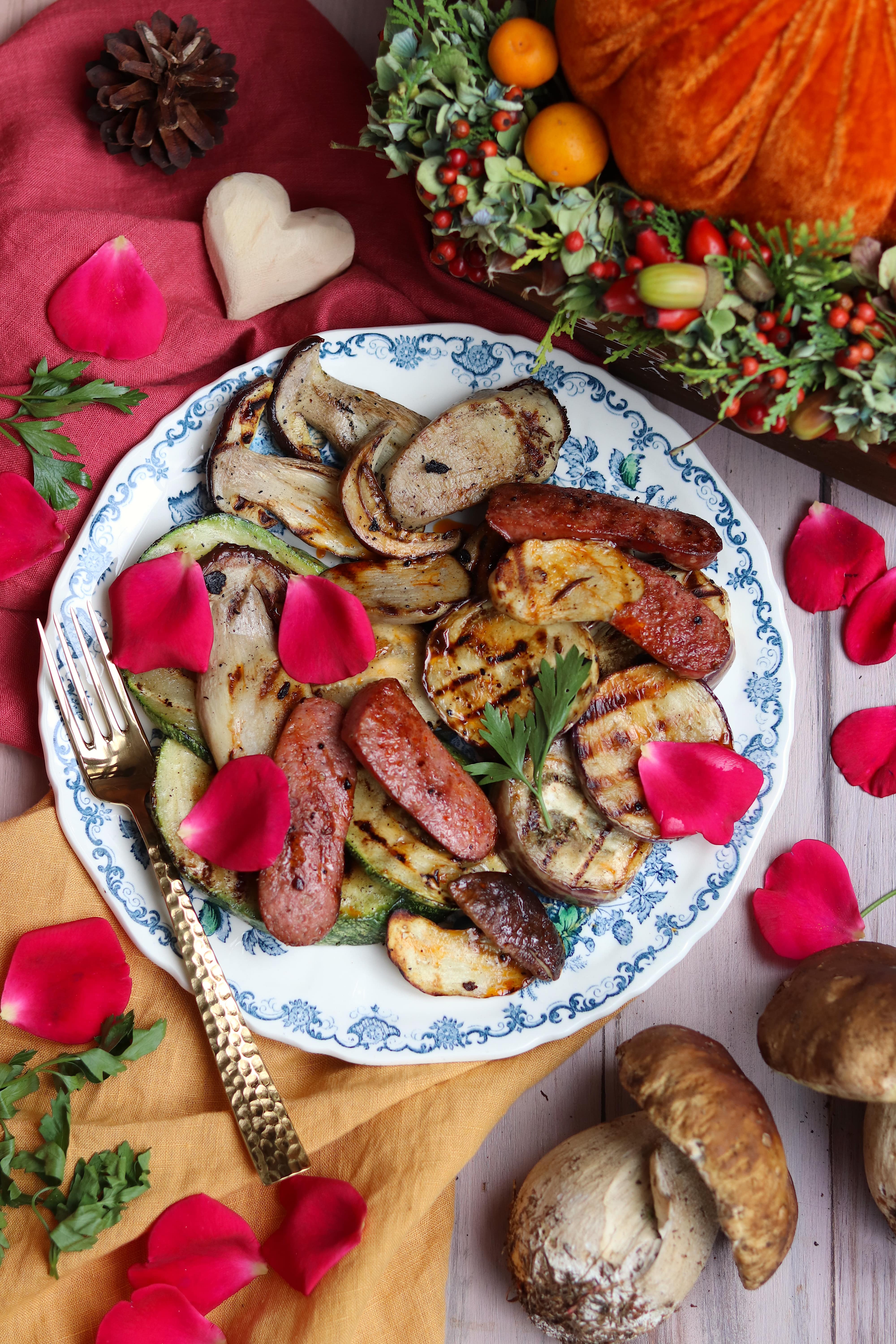 Autunno alla piastra con salamini affumicati del Comelico